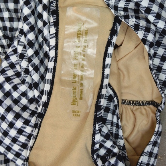 GAP Plus Size Black & White Gingham Check One Piece Halter Tie Swimsuit Size XXL - Picture 3 of 7